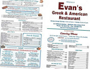 Evan's menu