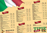Tipiz' Pizza menu
