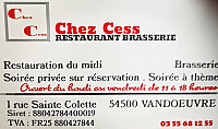 Chez Cess menu