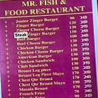 Mr Fish And Foods menu