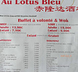 Au Lotus Bleu menu