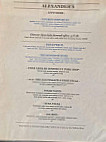 Alexander's menu