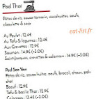 Le Chef Thaï menu