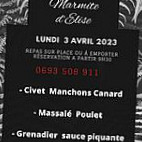 La Marmite D'elise menu