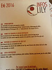 Chez Lily menu