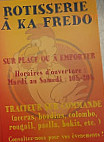 A Ka Fredo menu