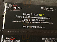 The Melting Pot menu