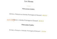 Manoir Bel Air menu