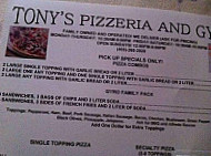 Tony's Pizzeria Gyros menu