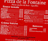 Pizza De La Fontaine menu