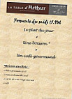 La Table D'arthur menu