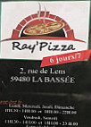 Ray'pizza menu