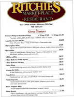 Ritchie's Market Place menu