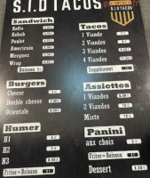 Sid Tacos menu