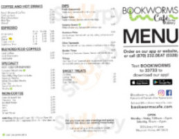 Bookworms Cafe menu