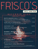 Friscos Grill Pub Llc menu
