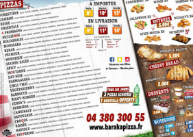 Baraka Pizza Grenoble menu