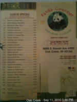 Panda Gourmet Chinese menu