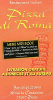 Pizza di roma menu