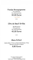 Auberge Du Coteau menu