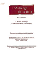 Auberge de la Brie menu