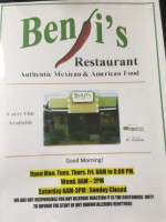 Benji's menu
