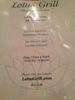 Lotus Grill menu