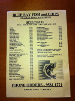 Blue Bay Fish and Chips menu