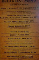 Barney Prine's Steakhouse Saloon menu