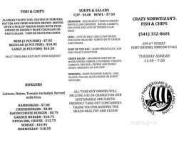 Crazy Norwegians menu