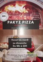 Pakyz Pizza menu