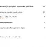 Auberge Des Gorges De La Diosaz Menu