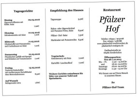 Der PfÄlzer Hof menu
