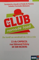 Le Club Nomade Food menu