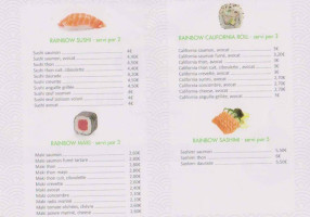 Rainbow Sushi menu