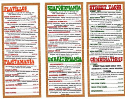 Tacomania menu