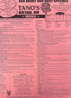 Tano's Pizza menu