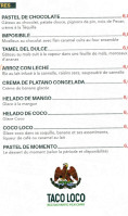 Taco Loco menu