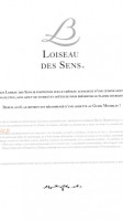 Loiseau Des Sens menu