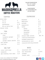 Maddie Bella Coffee Roasters menu