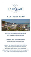 La Frégate Belle Ile menu