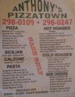 Anthony's Pizza Town menu