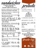 Growler Cafe menu