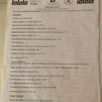 Lalola menu