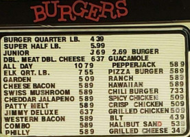 Alf's Ice Cream And Burgers menu