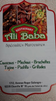 Le Palais D'ali Baba menu