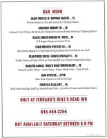 Bull's Head Inn menu