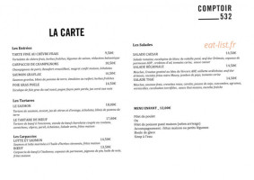Comptoir 532 menu