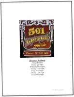 501 Grill Tavern menu