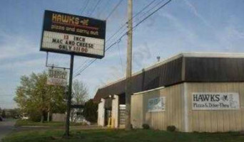 Hawks Pizza Drive-thru outside